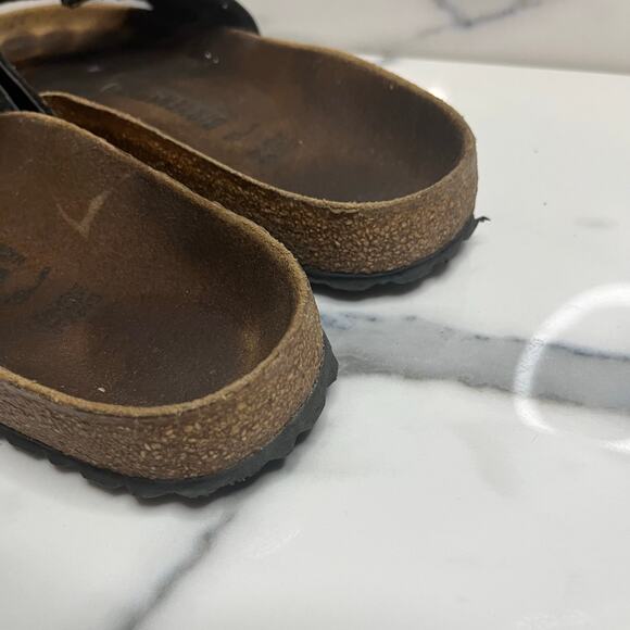 Birkenstock Women's Black Leather Festival Boho Madrid Slides Sandals Sz 39 Sz 8 - Picture 5 of 6